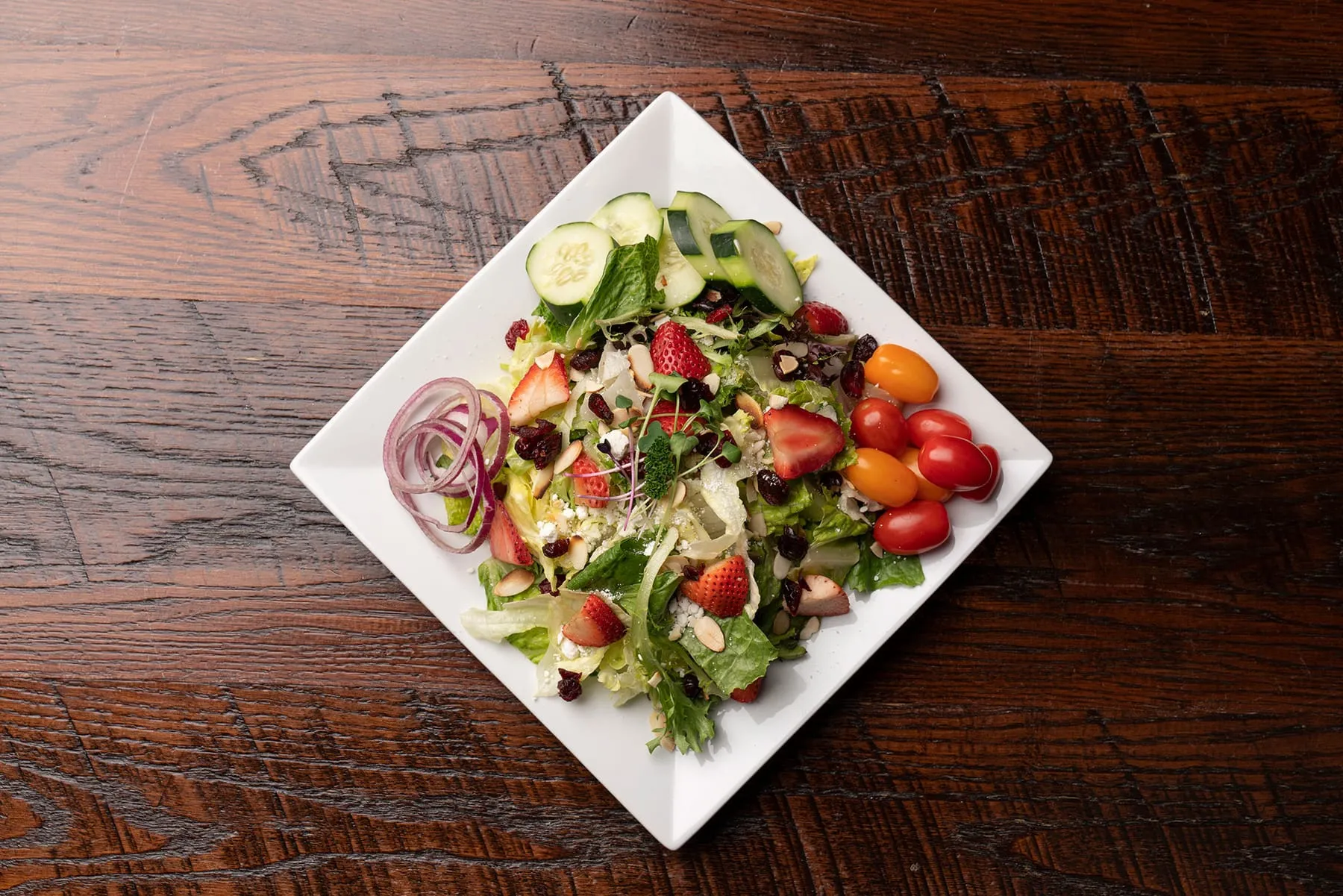 Strawberry goat cheese salad, from above